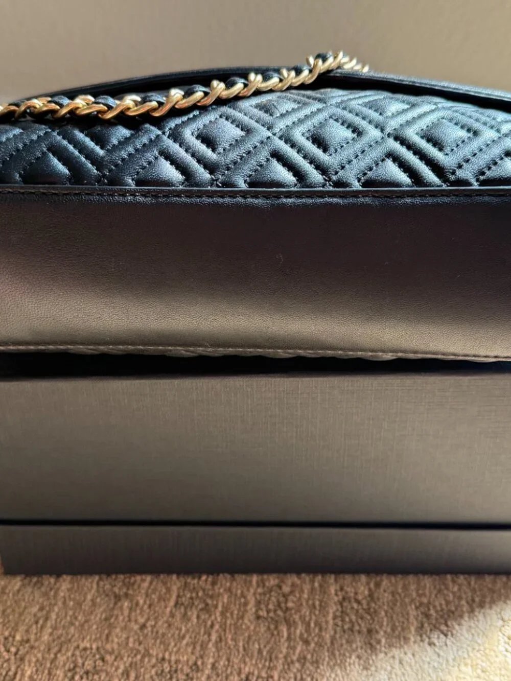 Tory Burch Black Fleming Quilted Convertible Bag and Complementary Wallet